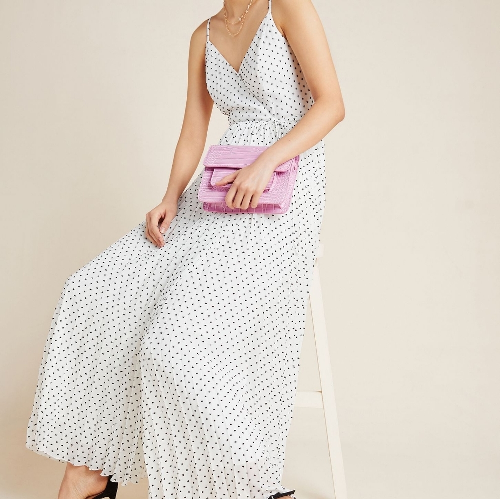 NWOT Cream and polkadot maxi dress